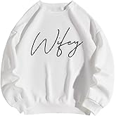 WDIRARA Women's Letter Graphic Sweatshirt Crewneck Long Sleeve Pullovers Loose Tops