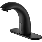 Yodel Faucet Touchless Bathroom Sink Faucet - Automatic Motion Sensor - Battery Operated for Commercial Lavatory Bathroom, Matte Black