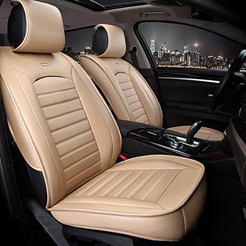Oroyal Universal Fit Car Seat Cover Set Top Grade PU Leather Luxurious Design (Universal Fit For Most Cars, SUV, Trucks or Vans) (Beige)