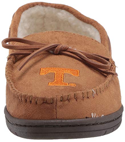 FOCO NCAA Tennessee Volunteers Mens College Team Logo Moccasin Slippers, Tan, Small (7-8)