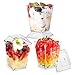 5.5oz Dessert Cups with Lids and Spoons,Plastic Clear Square Dessert Bowls Disposable Reusable Parfait Appetizer Cup-Set of 24