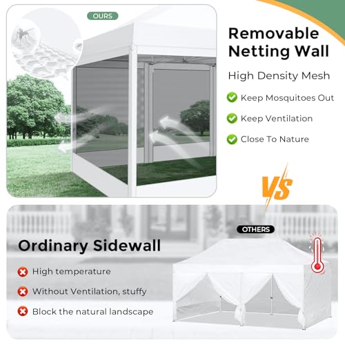 COBIZI 10x15 Pop Up Canopy with Mosquito Net Walls, Heavy Duty Waterproof Outdoor Party Tent image 26
