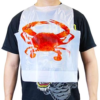 [50 Pack] Disposable 22 Inch Adult Poly Crab Bibs to Protect Clothes for Lobster Feasts, Seafood Restaurants, Crawfish Parties and Special Events