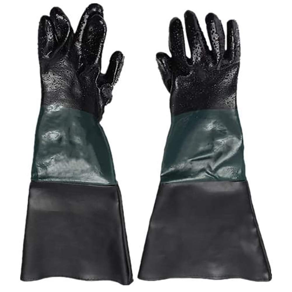 POFET 1 Pair Rubber Sandblasting Gloves, Safety Gloves for Work,60cm Replacement Labour Protection Gloves for Sand Blasting