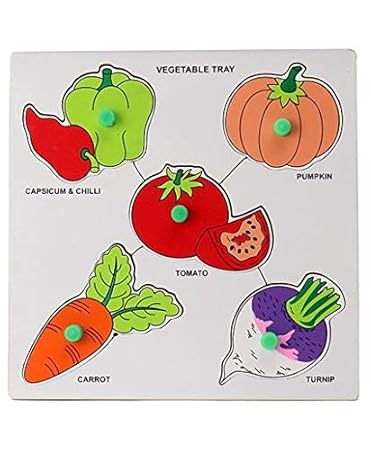 planmystudy Smart Educational Wooden Knob Puzzle Vegetable Tray by Awals