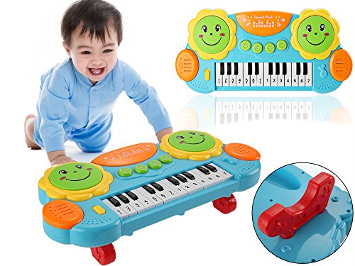 Funmily Baby Piano Play Keyboard Drums Educational Musical Toys with Light (Blue) - Thumbnail 7