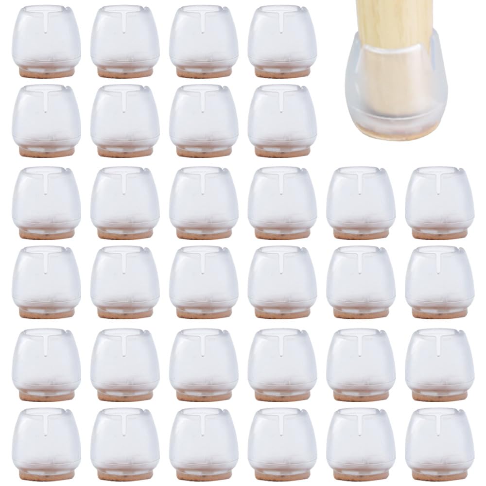 CEEYSEE 40 PCS Chair Leg Caps Floors Protector Silicone Covers Rubber Caps Circular Feet Pads for Hardwood Furniture (17-21mm)