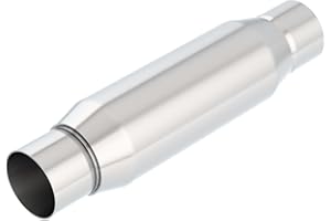BORLA 400938 Resonator CrateMuffler Resonator - 2.5" Center Inlet/ 2.5" Center Outlet 3.5" Round x 10" Long Body 14" Overall Length. Universal Part. Reversible Design.