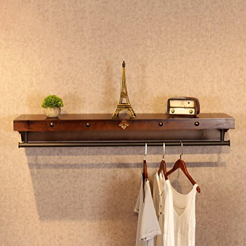 GJymj Coat Racks, Shoe Rack,Bag Rack,Clothing Store Racks,Retro Iron Clothing Display Stand, Wooden Side Hanging Display Stand (Size : 100 * 30 * 15cm)