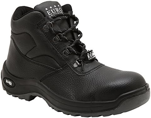 Euro Security Men's Black Leather Terminator High Ankle Safety Shoes - 6