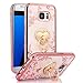 Galaxy S7 Edge Case, S7 Edge Case, CaseUp Glitter Crystal Heart Floral Series - Slim Luxury Bling Rhinestone Clear TPU Case With Ring Stand For Samsung Galaxy S7 Edge, Rose Gold