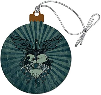 Amazon Com Graphics More Bon Jovi Heart And Dagger Wood Christmas Tree Holiday Ornament Home Kitchen