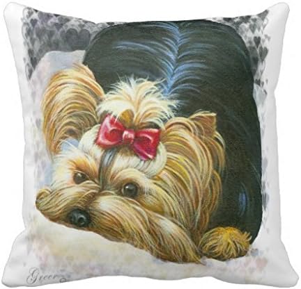 Peek A Bo Yorkie Yorkshire Terrier Portrait Pillow Case 18" * 18"