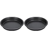 TOPINCN Pizza Pan,2Pcs Non Stick Pizza Pan Deep Thickened Carbon Steel Baking Pan for Kitchen Bakery(9 inches)
