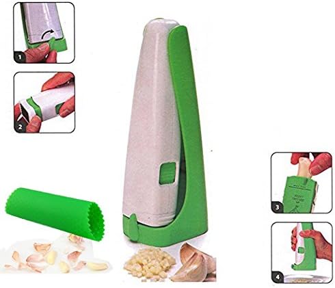 Garlic Cuber With Silicone Peeler Tube,Cleaning Brush,Perfect Set.Professional Garlic Press,Manual Garlic Cutter,Garlic Mincer.