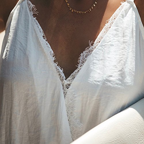 Farjing Women's Vest Clearance，Womens Fashion Sexy Sleeveless Cotton Lace Camisole Vest （L，White ) - Thumbnail 3