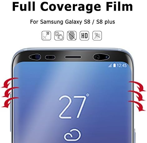 Samsung Galaxy S8 Screen Protector Full Cover [2 pack, Case Friendly] 3D Curved Film High transparent [Easy to install] Anti-Bubble case For Galaxy S8