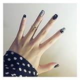 Dongcrystal 24Pcs/set Matte Gray False Nails Short Size Full Design Nail Tips with Black Edge Fake Nails Art Tips