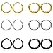 FIBO STEEL 6 Pairs Stainless Steel Cartilage Hoop Earring for Men Women Small Endless Hoop Earring Huggie 18G 10mm Hoop Earrings