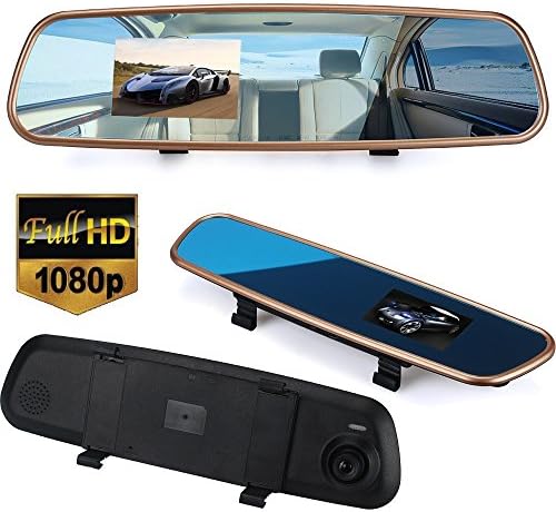 Car Dash Cam KKGG Backup Dashboard Digital Camera Recorder 3.2" HD 1080P Tachograph Vehicle Video Rear View Reversing Driving Camcorder Parking Monitor Loop Recording Night Vision G-Sensor (Golden)