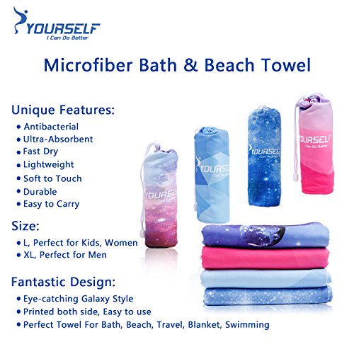 Syourself Microfiber Travel Beach Towel, Blue StarryL:30" x 60" ,1pack