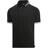 Alex Vando Mens Golf Shirt Cotton-Like Silky Performance Short Sleeve Sports Polo Shirts