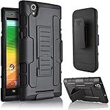 ZMAX Case, ZTE ZMAX Z970 Case, Starshop Hybrid Full Protection High Impact Dual Layer Holster Case with Kickstand and Locking Belt Swivel Clip Black