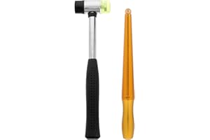 Homoyoyo 2Pcs Ring Sizer Measuring Tool with Mandrel and Jewelry Rubber Hammer Portable Assorted Color Kit