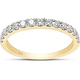 SAVEARTH DIAMONDS 1/2 cttw Round Cut Lab Created Moissanite Diamond Half Eternity Wedding Band Ring Jewelry For Women In 14K Gold Over Sterling Silver (VVS1 Clarity, 0.50 Cttw)