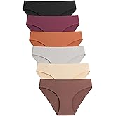 Caterlove Women's Seamless Underwear No Show Stretch Bikini Panties Silky Invisible Hipster 6 Pack