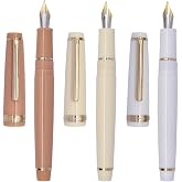 3PCS Jinhao 82 Fountain Pens, Iridium Nib Gold Trim with Ink Converter | Acrylic Smooth Writing Pen, Extra Fine Nib(0.38mm), Coffee, Ivory White, White