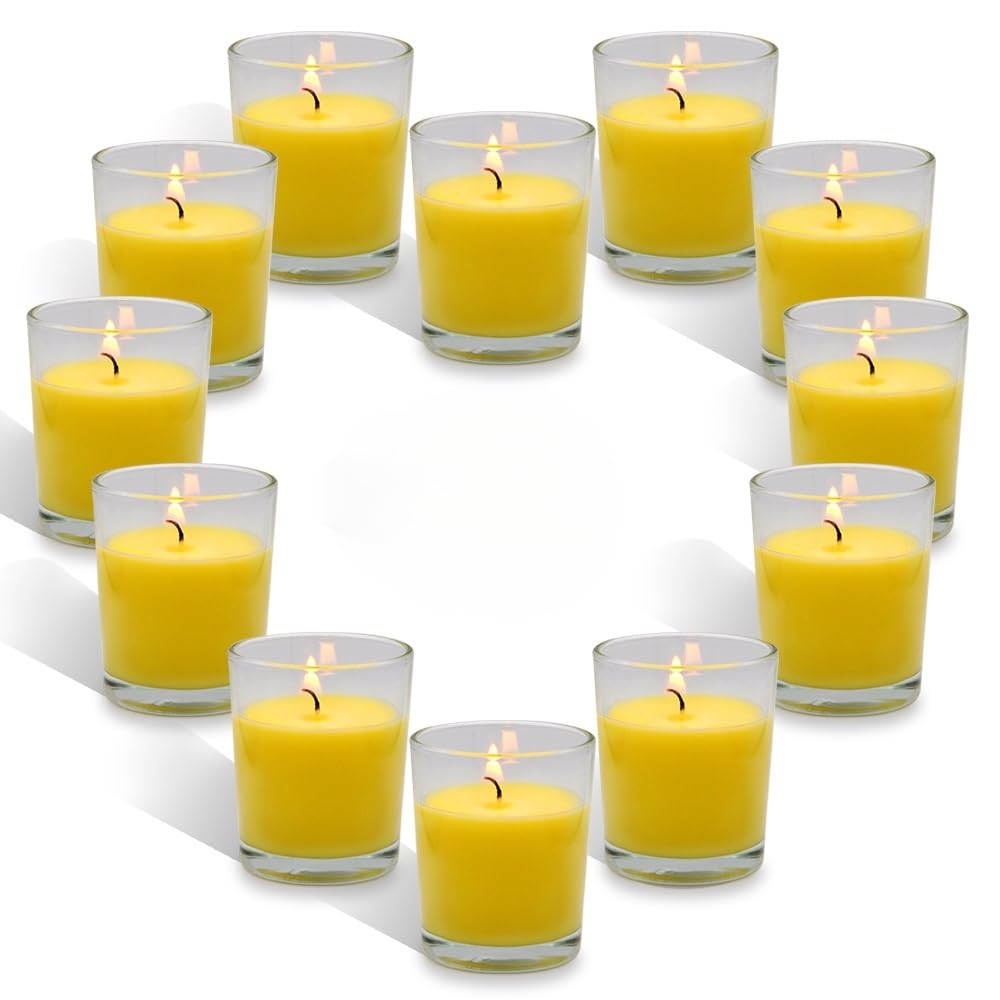 Photo 1 of 12 Pack Small Citronella Candles Outdoor and Indoor Soy Wax Glass Votive Candles for Party Dinner and Camping - 12 Hours Burn Time