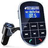 Bluetooth FM Transmitter for Car, Wireless Bluetooth FM Radio Adapter 2 Ports USB Car Charger 5V/2.4A&1A with Hands-Free Calling, Micro SD Card Aux Output