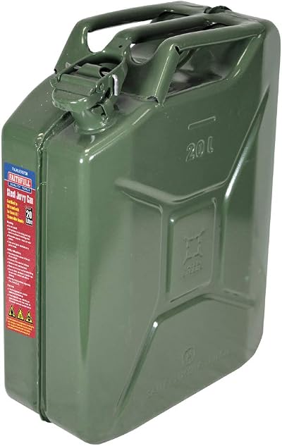 Faithfull 20 Litre Steel Jerry Can UN & UK Certified Green Fuel Container