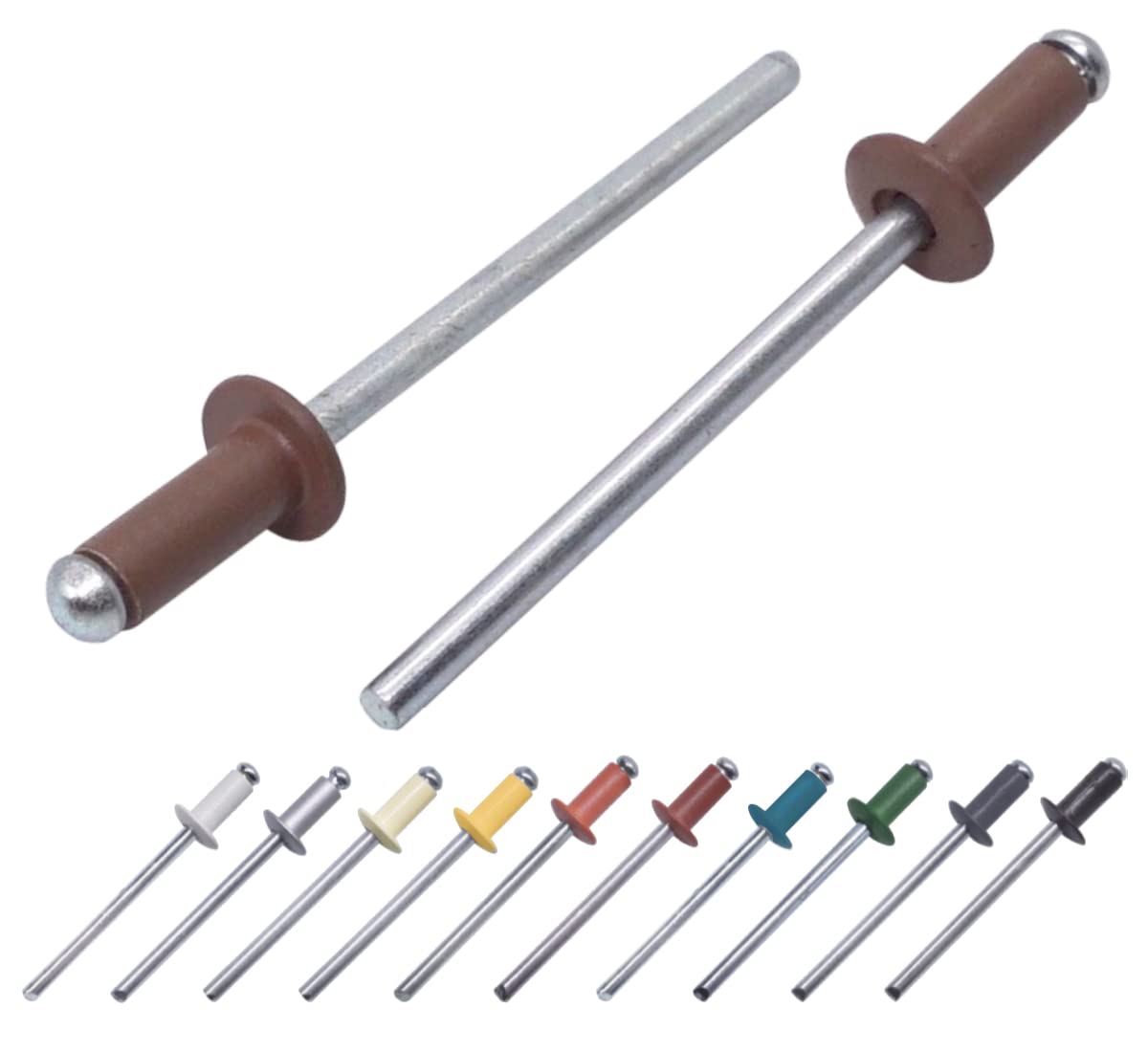 (Pack of 50 pcs) Painted Blind Rivets 3.2 x 8 mm, Dome Head, DIN 7337, Aluminum Rivet and Steel Mandrel, Pop Rivets (50, Pale Brown RAL 8025)