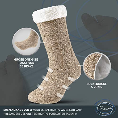 Piarini-1-Paar-Kuschelsocken-mit-ABS-Sohle-warme-Damen-Socken-Wintersocken-mit-Anti-Rutsch-Noppen-dicke-Haussocken