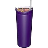 JIVILILM Snack tumbler with lid and straw, stainless steel insulated 2-in-1 travel coffee mug, water bottle with snack cup (Modena, 22, ounces)