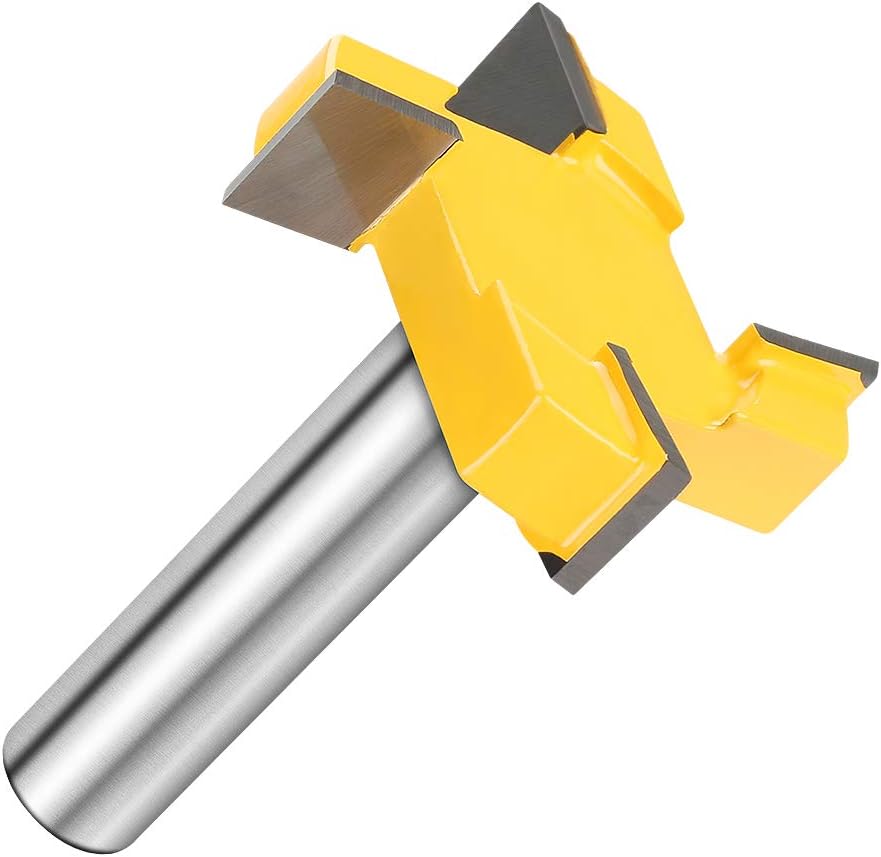 yideng 1/2 Inch Shank CNC Spoilboard Surfacing Router Bit, 4 Teeth T Shape Slab Flattening