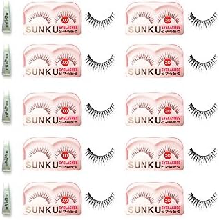 Sunku Eyelash with adhesive (XO) 10pcs