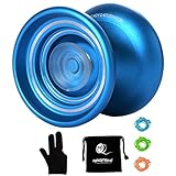 Responsive Yoyo MAGICYOYO K7 YoYo Aluminum Yoyo Blue for Beginners with Glove+3 Strings +YoYo Sack