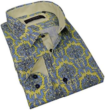 Coogi Luxe Men's Fine Cut Long Sleeve Button Down Dress Shirt Tailored Fit With Stylish Print Pattern Design