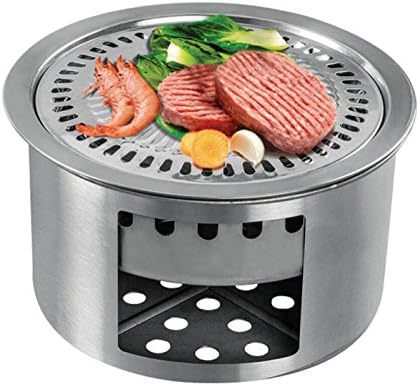 Barbecue Rack Multi-function Wood Stove Camping Grill Outdoor Wind-proof Stove Convenient 4 Methods Of Use（No Pot） (Size : No. 2 Korean barbecue)