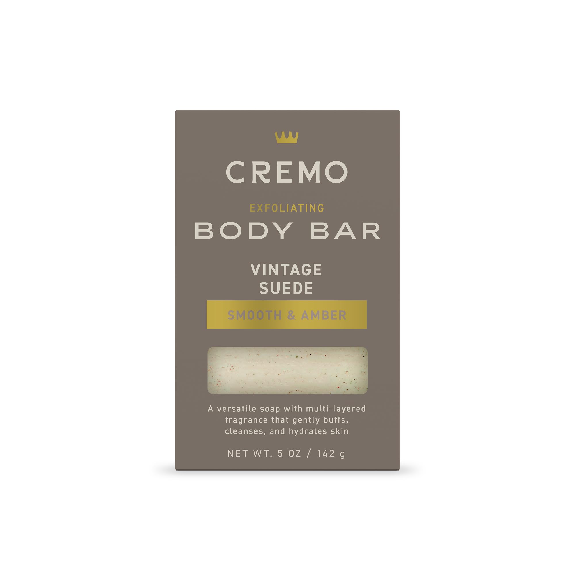 Photo 1 of Cremo Exfoliating Body Bar for Men, Vintage Suede Scent, Multi-Layered Fragrance That Buffs, Cleanses and Hydrates Skin, 5oz
