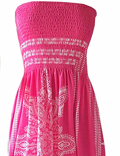 Damen Sommer Bandeau schulterfrei Flora Muster bunt Boho-Stil Casual Mini Strandkleider – Bild 3