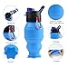 Collapsible Water Bottle 18oz, YUANFENG Leak Proof BPA Free Silicone Foldable Sports Outdoor Travel Water Bottles (Blue)