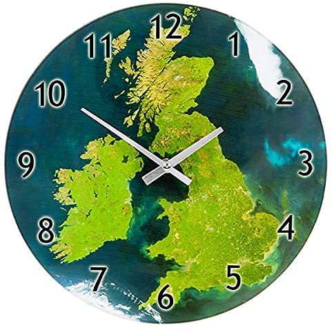 Satellite Map Of Great Britain Circular Glass Clock