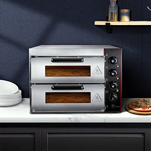 ZXMT Commercial Pizza Oven Double Oven 3000W 16 inch Stainless Steel