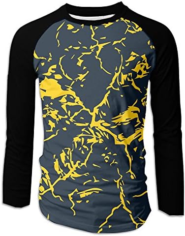 Yellow Marble Men Round Neck T-Shirt Popular Baseball Tees Tops