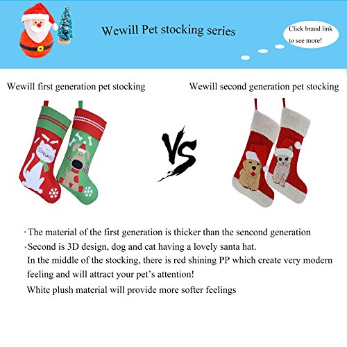 Wewill Christmas Holiday Pet Theme Embroidered Stockings Cute Gift Socks, 20 Inch (Dog)