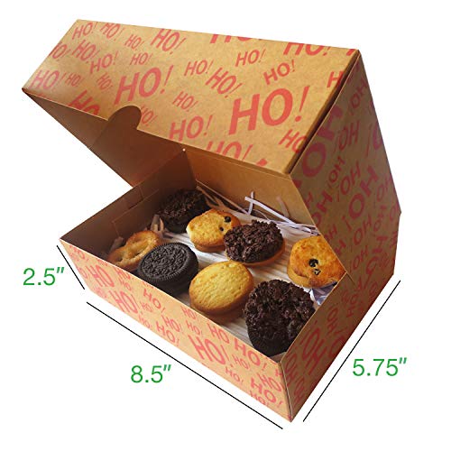 12 Christmas Cookie Boxes -Large Kraft Holiday Bakery Food Container for Gift Giving with 80 Count Christmas Foil Gift Stickers